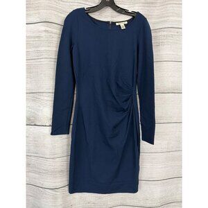Kenneth Cole Navy Long Sleeve Ruched Bodycon Dress With Back Zipper Size 6